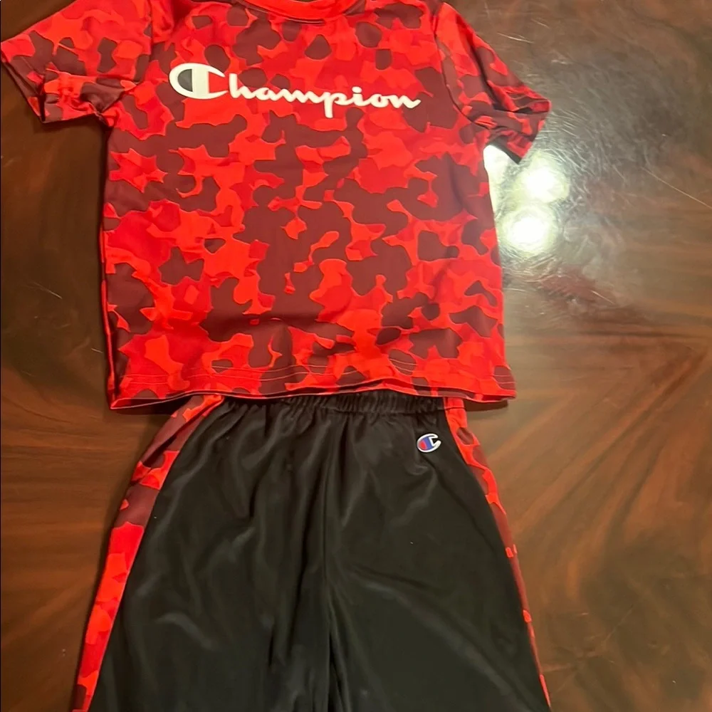 Champion Red and Black Short Sleeve Matching Set - Picture 1 of 7